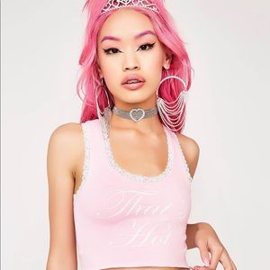 Pink “That’s Hot” Lace-Up Crop Top